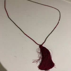 Jcrew Burgundy Beaded Tassel Necklace
